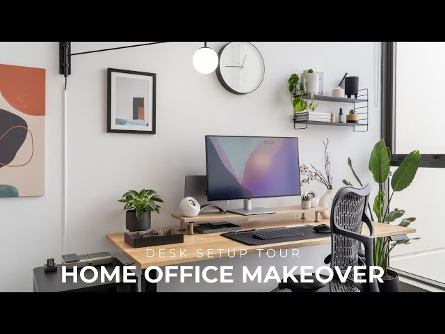 Hybrid Work From Home Office + Desk Setup Makeover (DIY Monitor Stand + Desky Sit Stand Desk)