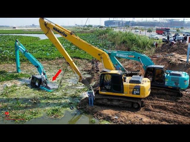 Incredible Processing Full Skills Operator Powerful Recovery Long Reach Excavator Fails Job In Water