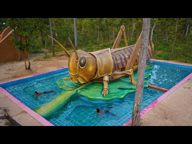 Best building : Build The Most Creative Beautiful Giant locusts House & Beautiful Swimming Pool