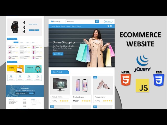 Complete Responsive E-Commerce Website Design [ HTML CSS JS ] - Step By Step