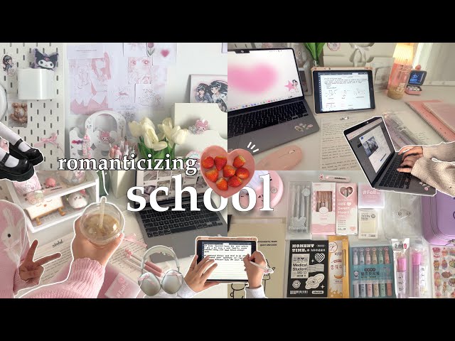 How to romanticize school 📓 a day in my life, stationery haul, Pinterest girl,studying at café etc.