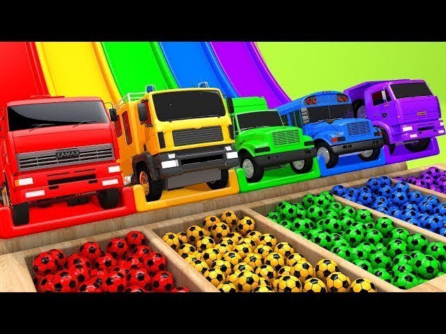 Learn Colors with 9 Street Vehicles and Surprise Soccer Ball Pretend Play for Kids Inflatable Toy 2