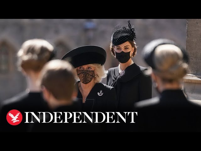 Kate and Camilla arrive at Duke of Edinburgh's funeral