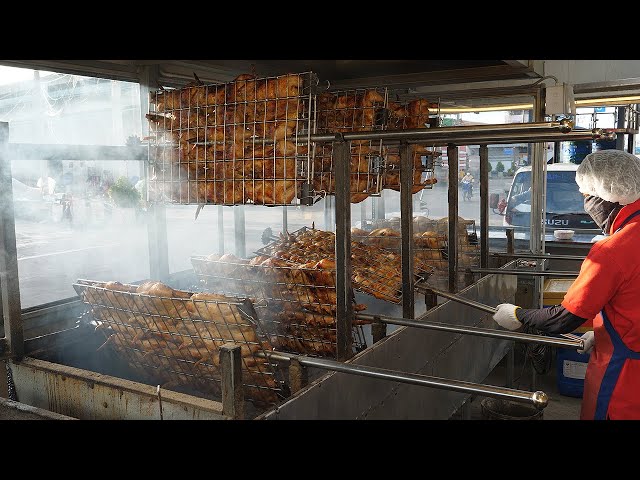 giant charcoal grilled chicken - thai street food