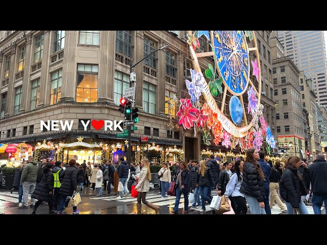 [4K]🇺🇸New York City Christmas:🎄🎁🎀: Festive 5th Ave : Holiday Open Streets .🚫🚗 Dec. 2023