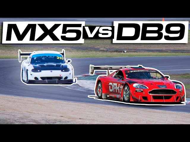 David vs. Goliath: MX5 vs. Aston Martin DB9 GT at Winton Raceway