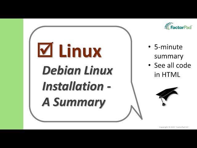 Debian Linux Installation - A Summary