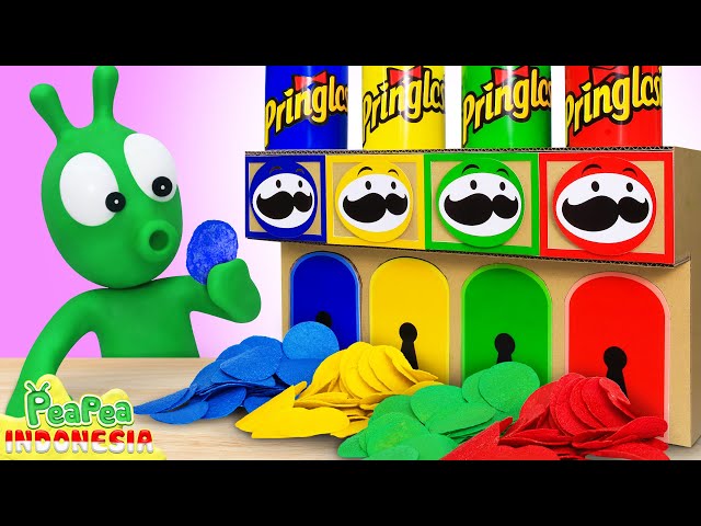 Pea Pea dengan Keripik Kentang Pringles Empat Warna - video lucu untuk anak-anak