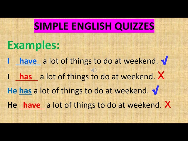 Simple English Quizzes (the verb To Have)