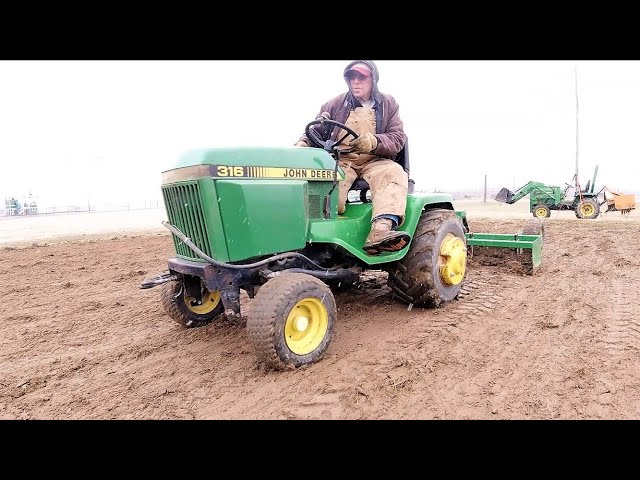 Garden Tractor Excavating: Compost Spreading & Ball Diamond Work with Pull Type Grader Box Blade