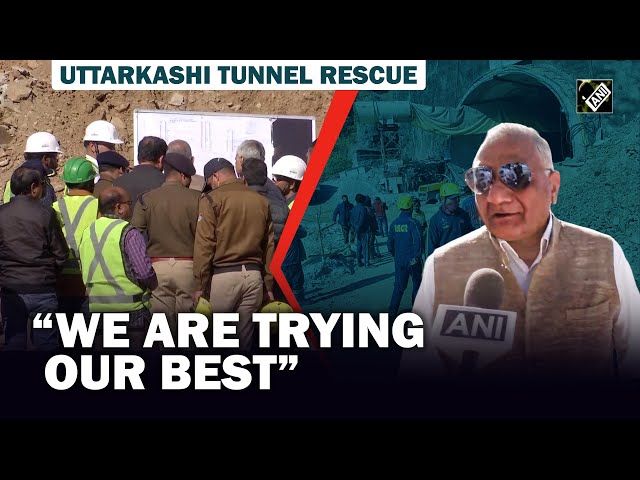 "We are trying our best": Union Minister VK Singh reviews Uttarkashi tunnel rescue ops