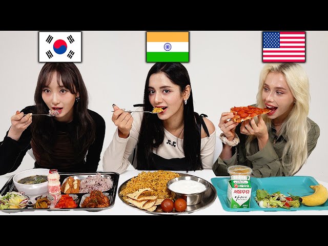 [INDIA VS KOREA VS AMERICA] People Try Each Other's School Lunch!! (Swap School Lunch) | FT. X:IN