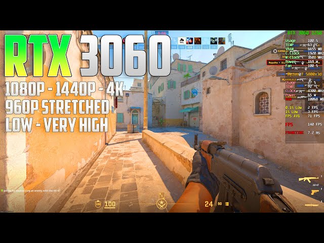 Counter Strike 2 on the RTX 3060 | 4K - 1440p - 1080p - 960p (4:3) | Very High & Low