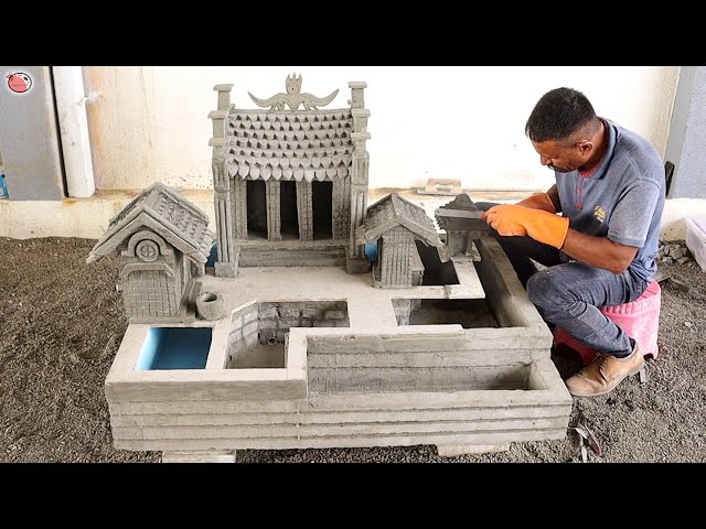 Building a miniature model of a dream house with cement.Full steps like in real life!