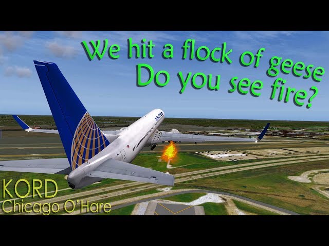 [REAL ATC] United B739 STRIKES A FLOCK OF GEESE + ENGINE FIRE!