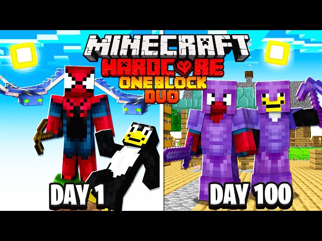 We Survived 100 Days on ONE BLOCK in HARDCORE Minecraft...