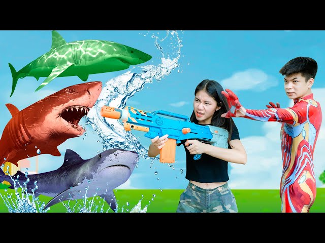 Xgirl Nerf Films: IRON MAN REAL LIFE combine SWATX-Girl Nerf Guns Shark Squad * Monster Pool battle