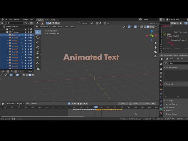 Making Text animation in Blender bearable