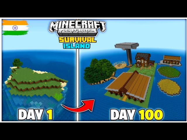 I Survived 100 Days On A SURVIVAL ISLAND In Minecraft Pocket Edition! (Hindi) | Minecraft 100 days