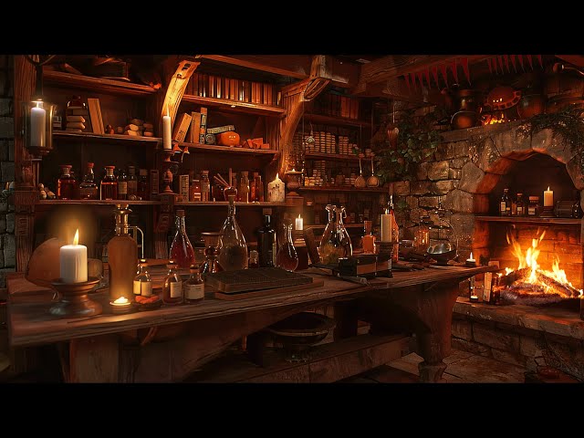 Alchemy Ambience | Medieval Potion Shop | Medieval Fireside Music and Ambience for Sleep🌛