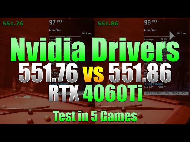 Nvidia Drivers - 551.76 vs 551.86 | RTX 4060Ti Test in 5 Games
