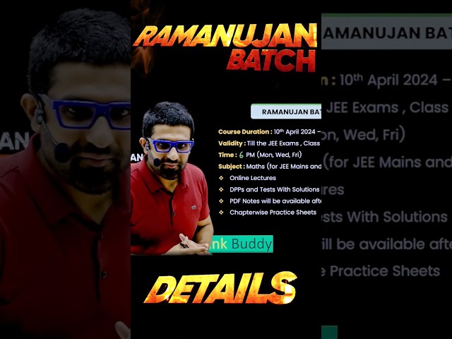 Ramanujan Batch For JEE Main & Advanced Maths #bhannatmaths #rankbuddy #jee2025