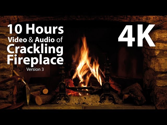4K UHD 10 hours - Best Fireplace & Crackling Audio - relaxing, warm, calming