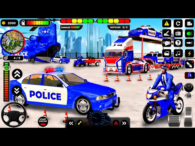 US Police Car Transporter Driving - Police Trailer Truck Driver Simulator - Android GamePlay #2