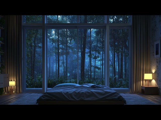 3 Hours Deep Sleep with Rain Outside Window in the Foggy Forest | 99% Instantly Fall Asleep