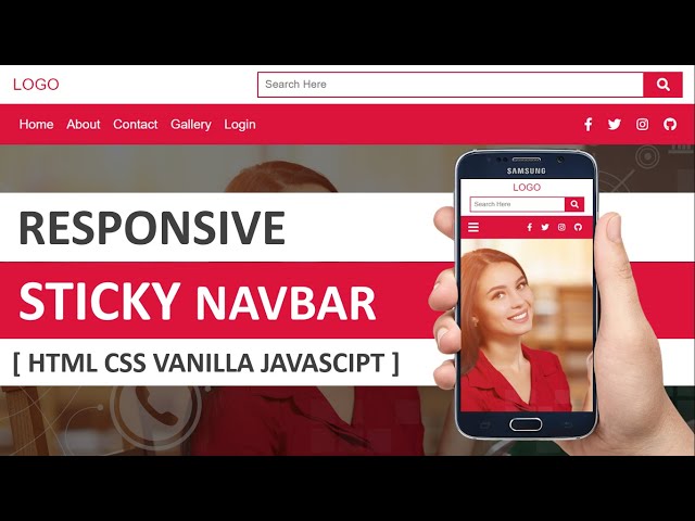 Create A Responsive Sticky Navbar [ HTML5 CSS3 Vanilla JS ]