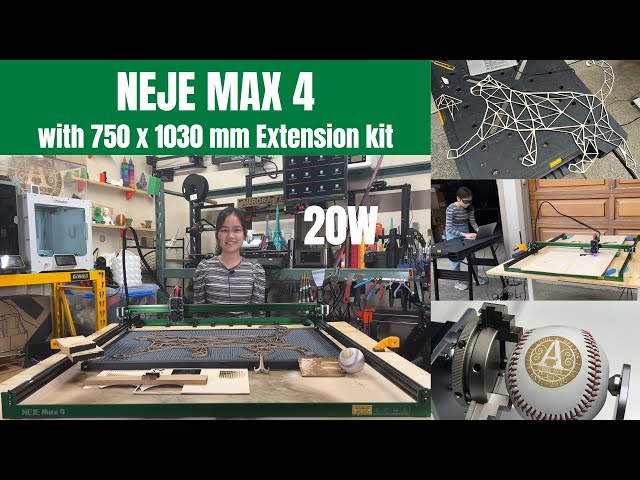 NEJE Max 4 20W laser engraver: extendable to 750x1030mm, motorized Z-axis, multiple passes step-down