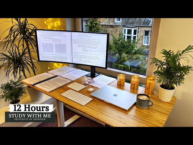 12 HOUR STUDY WITH ME | Background noise, 10 min Break, No music, Study with Merve