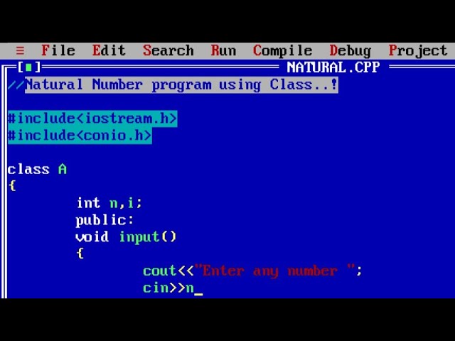 C++ program to print first N natural numbers using class | Natural number program Using C++