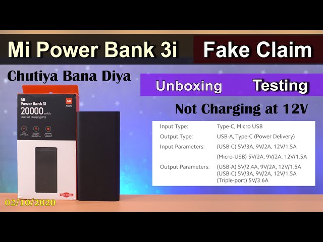 💔 #Fake 12V #Charging Claim: #Mi #PowerBank 3i 20000 mAh Unboxing & Testing 🙈