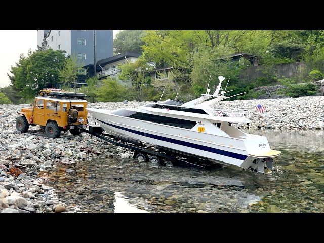 RC Boat San Diego | Scale Boat Trailer (RC4WD 보트 트레일러 1/10 ) FMS TOYOTA FJ40 | ASMR