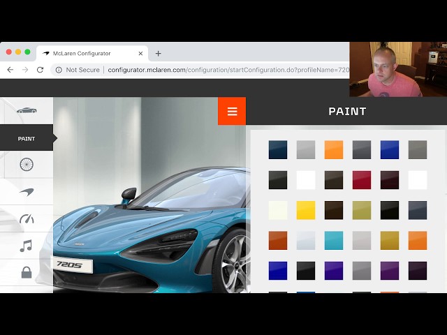 Livestream - Configuring the McLaren 720S Spider with the pricing for all options