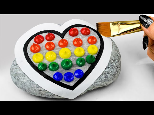 LOVE YOU ❤｜Easy Stone Painting｜Satisfying Acrylic Painting on Rocks