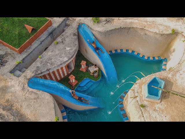 [ Part II ] Build Amazing Underground Private Pool with Twin Waterslide in Luxury House