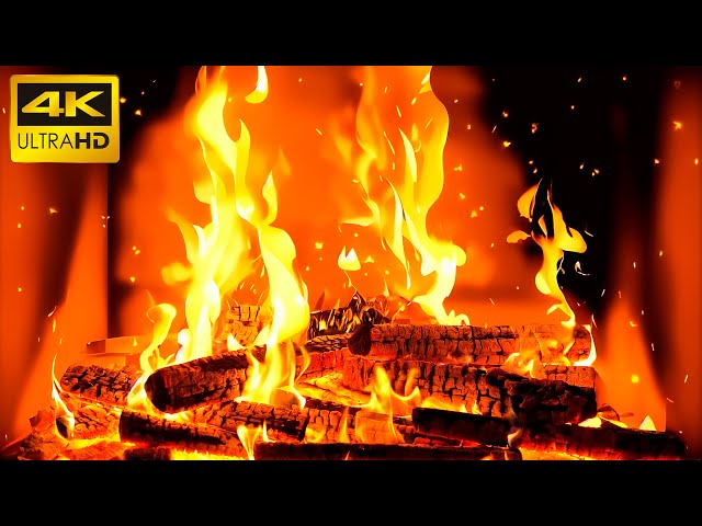 🔥 Cozy Crackling Fireplace Retreat Ambiance with Soothing Fire Sounds 🔥 Burning Fireplace 4K UHD
