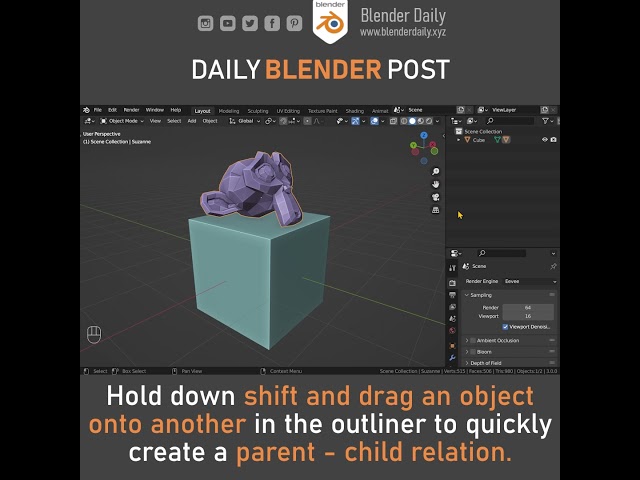 How to Parent Objects in the Outliner in Blender