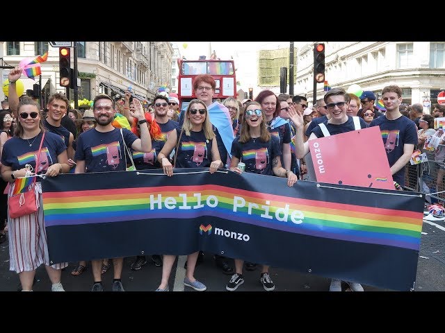 Marching in LONDON PRIDE 2018 with Monzo