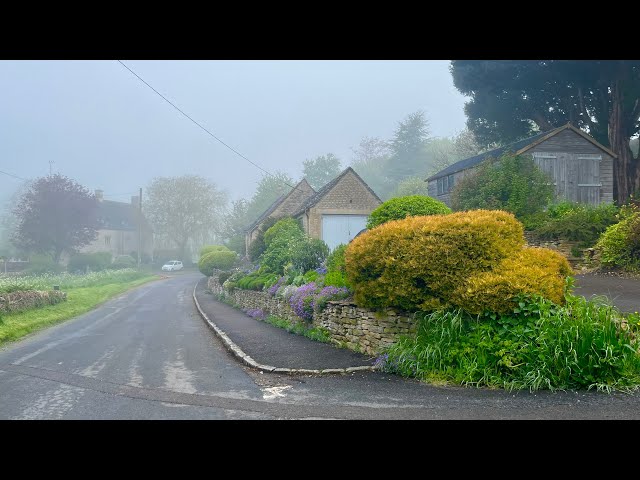 Foggy Springtime Walk in a Sleepy English Village | COTSWOLDS, ENGLAND