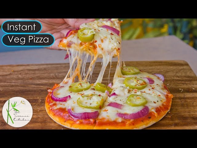 No Oven Veg Pizza using Readymade base | Secret to make Readymade base better ~ The Terrace Kitchen