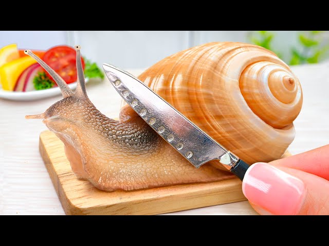 🐌 Satisfying Miniature Escargot Snails Butter Garlic Recipe 🐌 Cooking Tiny Snail France Style Idea