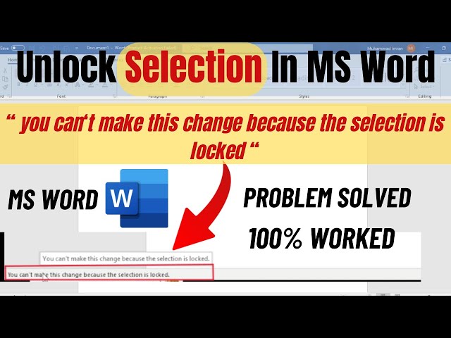 How to Unlock Selection in Microsoft  Word 2021||selection is locked in MS office error fixed easily