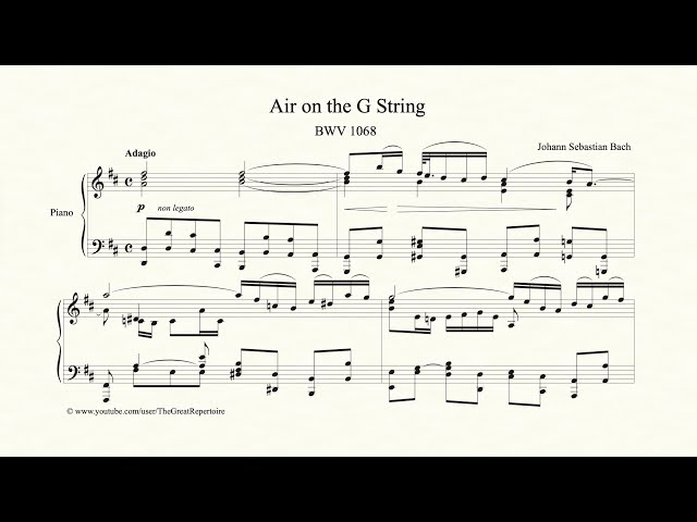Bach, Air on the G String, Piano