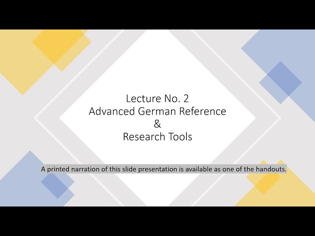 German Reference and Research Tools – Larry Jensen (8 September 2022)