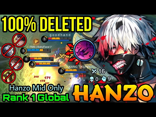 Midlaner Hanzo 100% Delete Everyone!! - Top 1 Global Hanzo by Hanzo Mid Only - MLBB