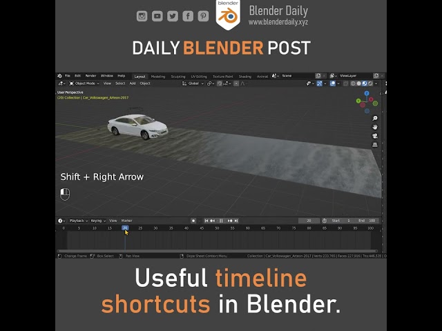 Useful timeline shortcuts in Blender