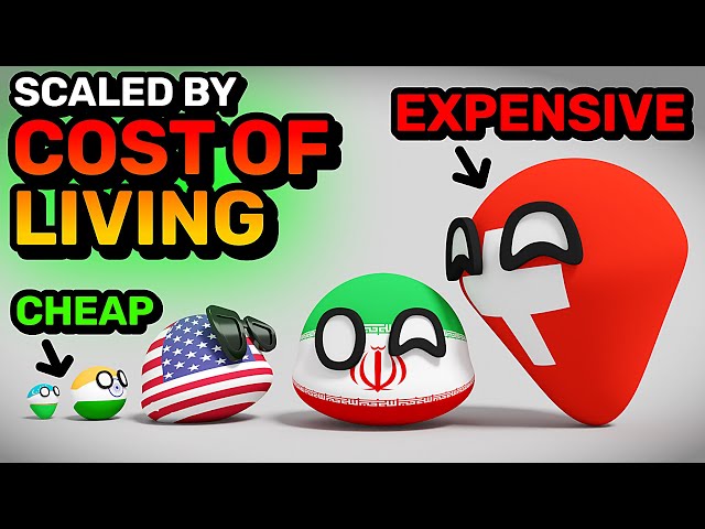 COUNTRIES SCALED BY COST OF LIVING | Countryballs Animation